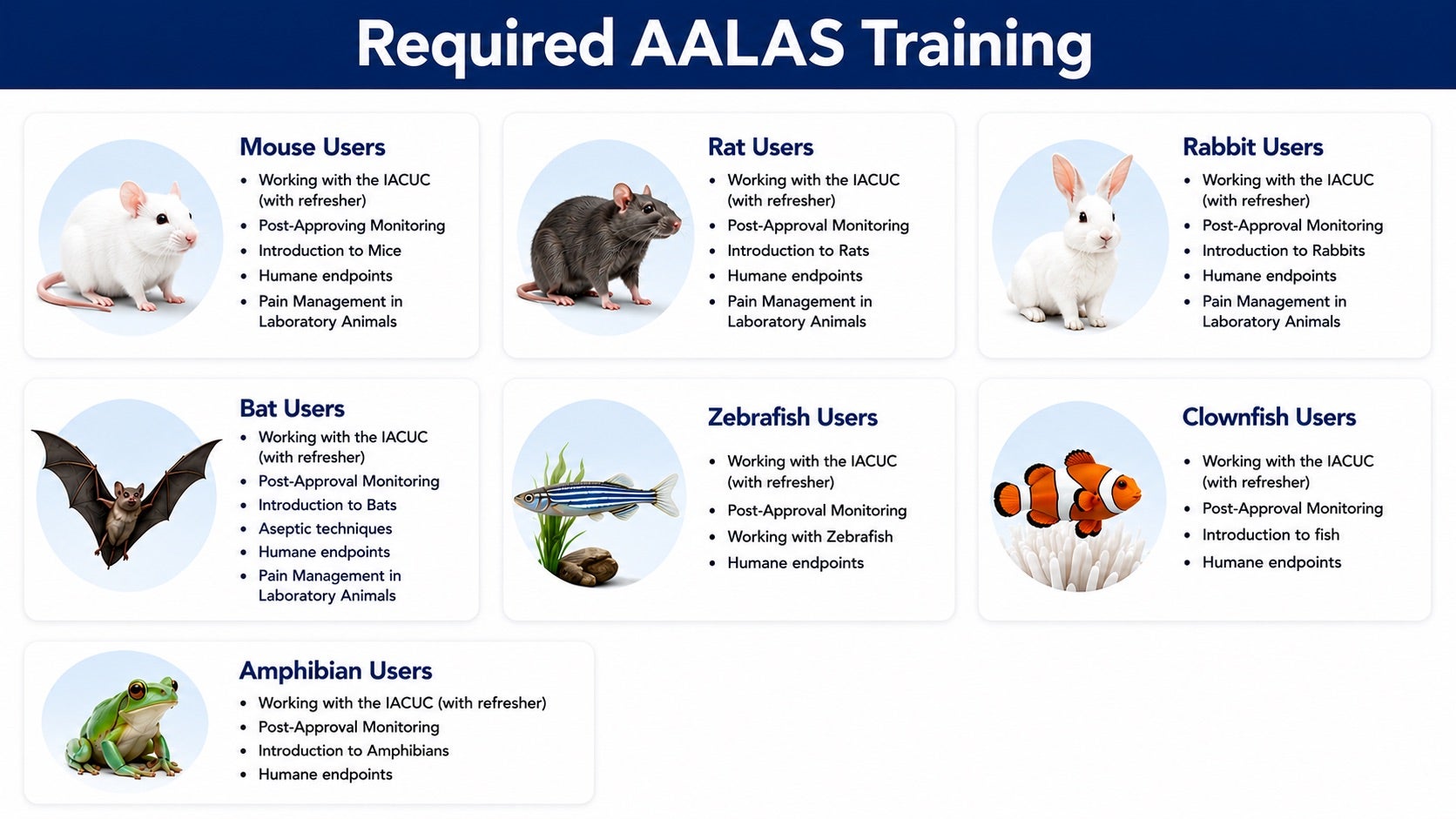 An image showing training required for vertebrate animals at Rice.
