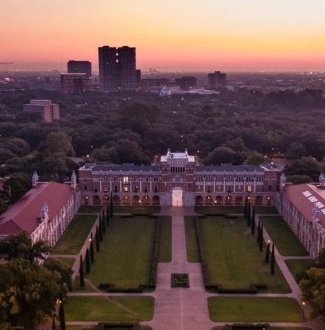 Image of Rice University campus at sunset