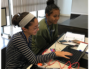 DCC participants at a computer.