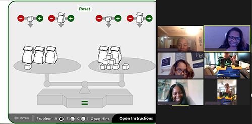 AMP! 8th grade teachers working on the virtual Hanging in the Balance activity.