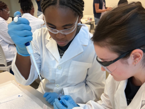 Girls doing experiment