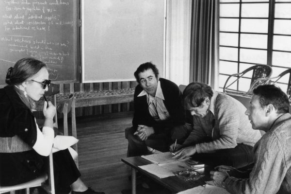 Maxine Singer, Norton Zinder, Sydney Brenner and Paul Berg at the 1975 Asilomar conference