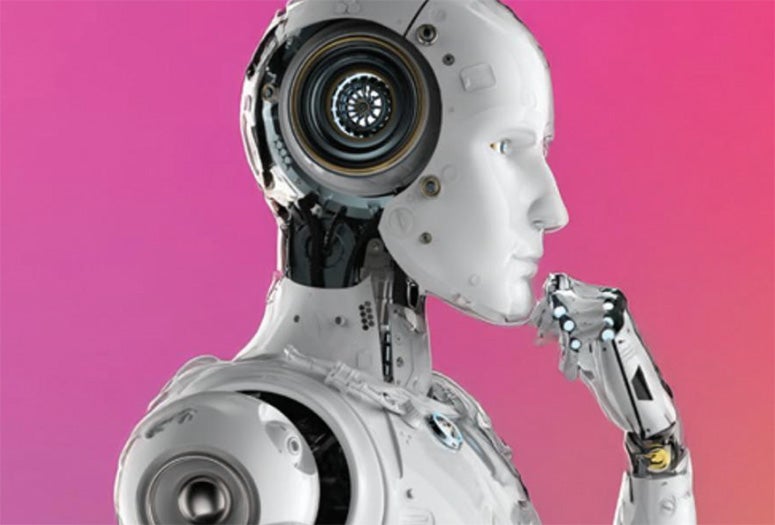 A humanoid robot thinking