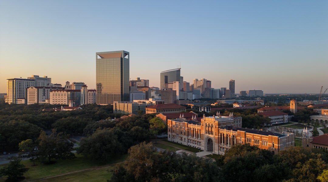 Rice’s Houston campus sits adjacent to the Texas Medical Center, the largest medical center in the world.